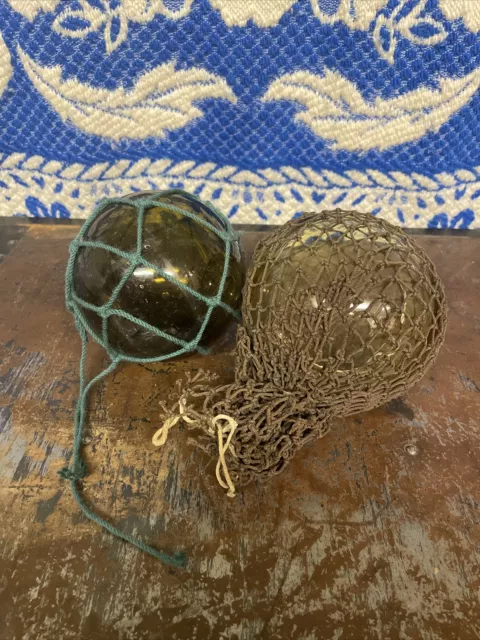 VINTAGE FISHING CREEL TAIWAN & 3 Glass Ball Floats GREAT HOME DECOR £37.75  - PicClick UK