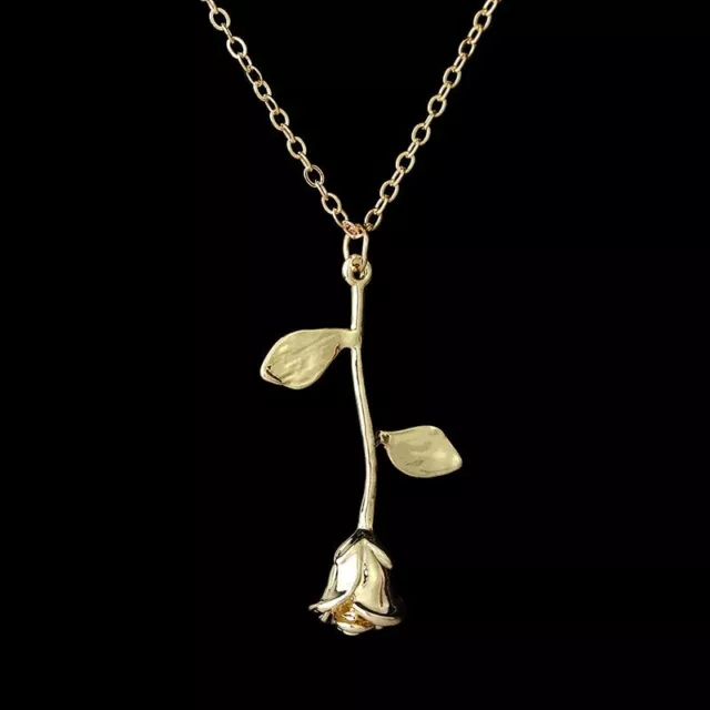 Delicate Rose Flower  Gold Silver Beauty Rose Jewelry Necklace For Women