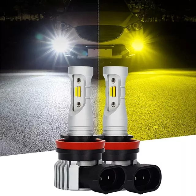 H8 H16 H11 White Yellow LED Fog Light Bulbs Dual Color Switchback Bright SUPAREE