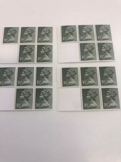 4 x GB 1974 SG X858 3 1/2p Booklet Stamps Olive-Grey MNH Stamp 5 + 1 Blank Label