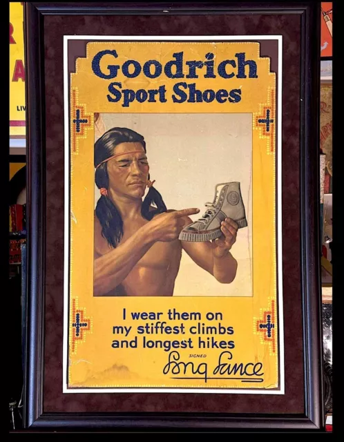 Goodrich Sport Shoes Authentic 1930s Cardboard Advertising Sign RARE Native