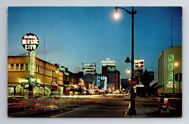Vine Street Sunset Boulevard Hollywood California Vintage Postcard Circa1960S