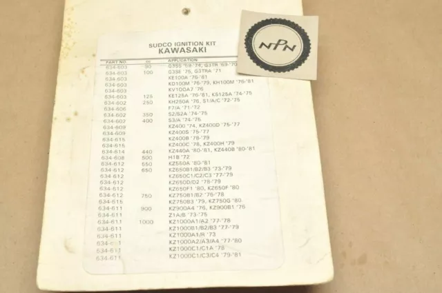 Sudco Kawasaki 1978-79 KZ400 79-80 KZ750 Ignition Contact Points & Condenser Kit 2