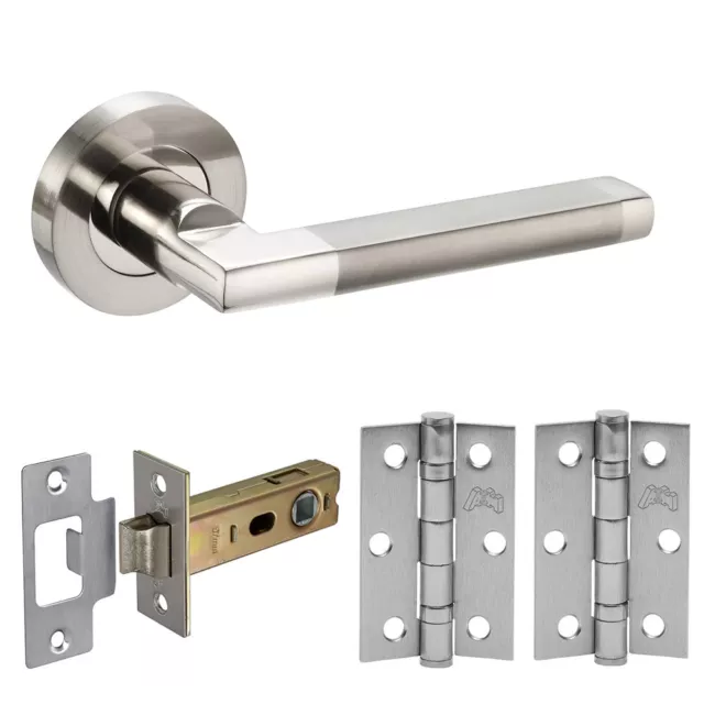 Modern Interior Door Handle Pack Duo Polished / Satin Chrome Latch Door Handles