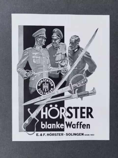 Werbung - Hörster blanke Waffen - Solingen - Dolche, Säbel, Militaria, Reklame