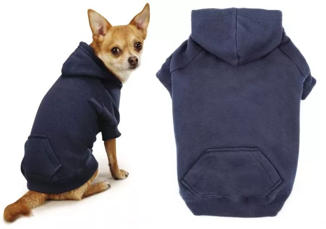 Navy Blue Dog Hoodies High Quality Cotton Blend Kangaroo Pocket Dogs Sweatshirt