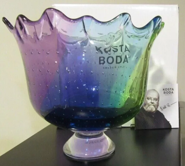 Kosta Boda Poppy Candy Bowl Brand New in Box Art Glass by : Artist Kjell Engman