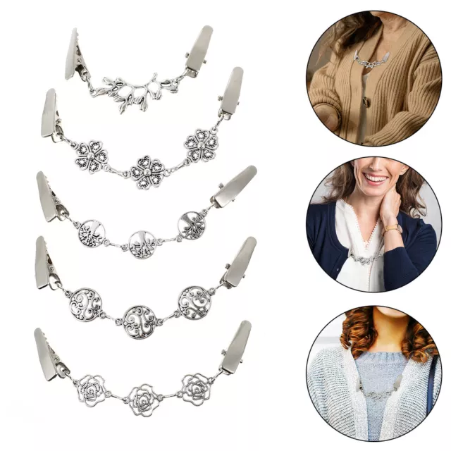 5Pcs Beautiful Cardigan Clip Gold Cardigan Clips for Women Clothing Clips