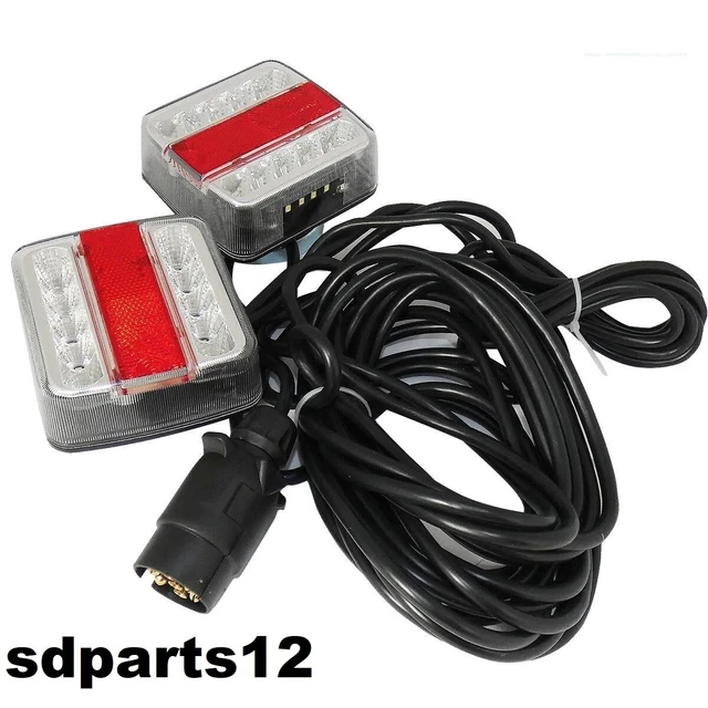 Feux Arrière LED Sans Fil Avec Base Magnétique - IP67, Prise 7 Broches, Pour Remorque, Camion, Caravane