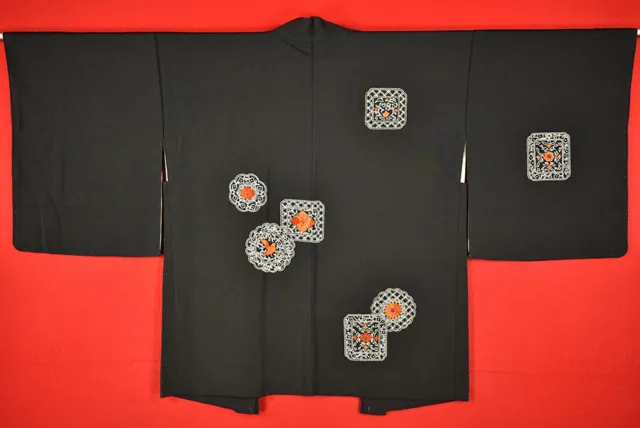 Vintage Japanese Kimono Silk Antique BORO HAORI Kusakizome Embroidery/A506/580