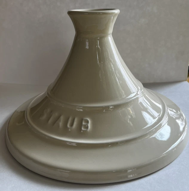 Staub Tagine Ceramic Lid TOP ONLY Cream Off White Beige Made In France 20cm Staub Tagine Ceramic Lid TOP ONLY Cream Off White Beige Made In France 20cm