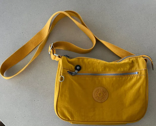 Kipling Women's Small Crossbody Handbag with Adjustable Strap Yellow Nylon Purse