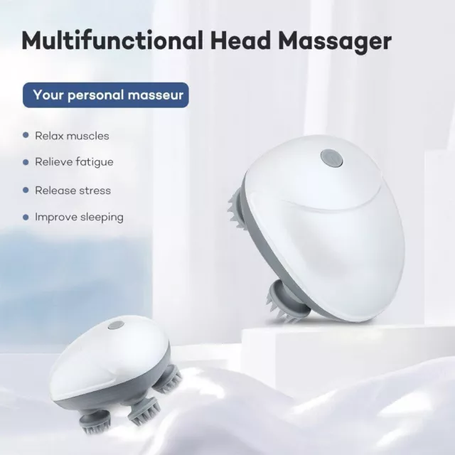 Electric Head Scalp Massager for Hair Growth Stress Relax with 4 Massage Heads