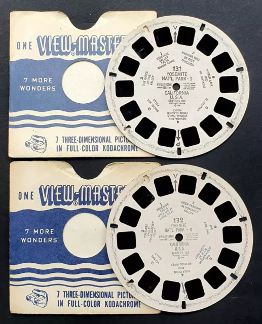 2x View-Master 3D Sawyer`s Bildscheiben 131+132, Yosemite Nat'l. Park, USA 1948