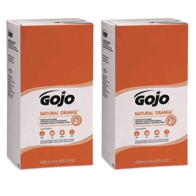 2x GOJO 7556 Natural Orange Pumice Hand Cleaner 5000ml PRO TDX Refills