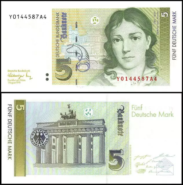 Germany Federal Republic 5 Deutsche Mark, 1991, P-37z, UNC, Replacement