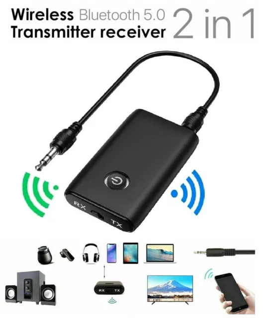 2-in-1 Wireless Bluetooth 5.0 Transmitter Receiver Adapter Audio 3.5mm Jack Aux