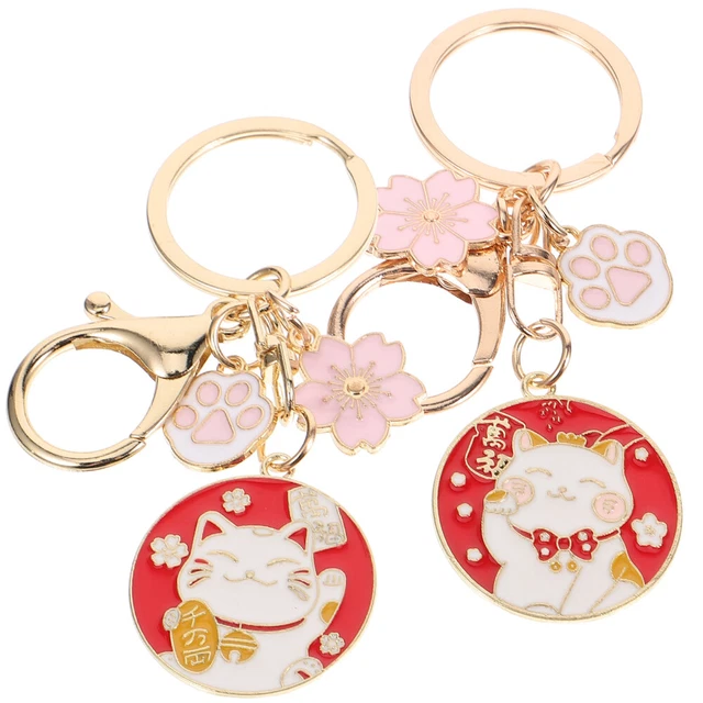 2 pz arredamento portachiavi stile gatto delicato animale maschio fortuna