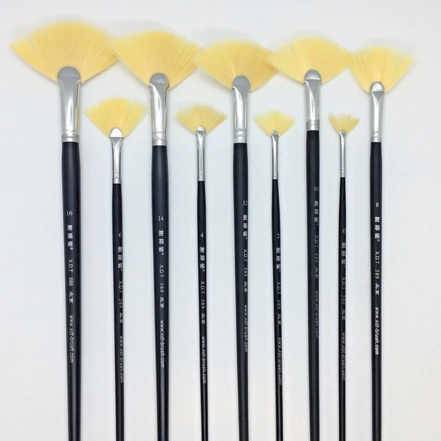 XDT589 FAN ARTIST Paint Brush Art Panting Brushes 9pc Set Soft Nylon