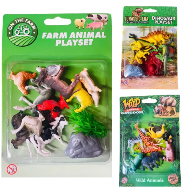 Farm Animal Playset Wild Animals & Dinosaurs Plastic Toys Gift For Kids