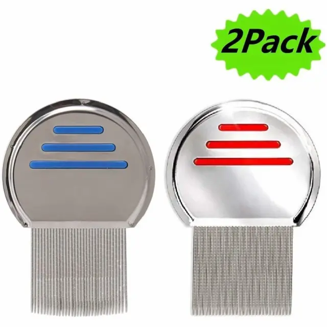 Lice Comb 2 Pack Professional Stainless Steel Nit Comb for Head Lice Louse Nits