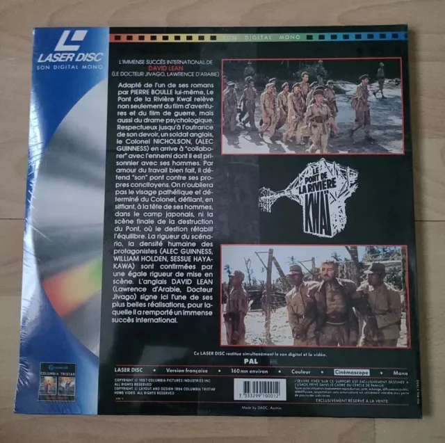 Vintage Laser Disc LE PONT DE LA RIVIERE KWAÏ Film Neuf Sous Blister Laserdisc 2