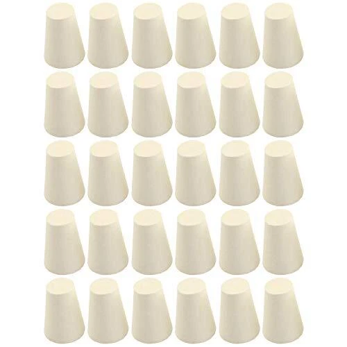 Solid Rubber Stopper 30pcs Size 000 13x8x 17mm/ 0.51x 0.31x0.66inch White Lab Pl