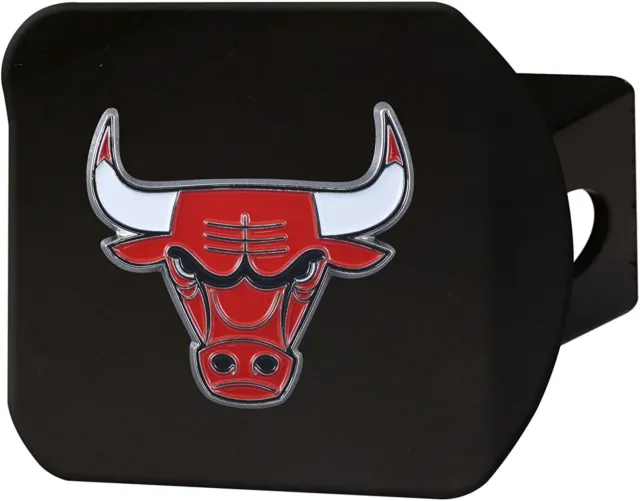 Chicago Bulls Hitch Cover Black Solid Metal with Raised Color Metal Emblem 2"...