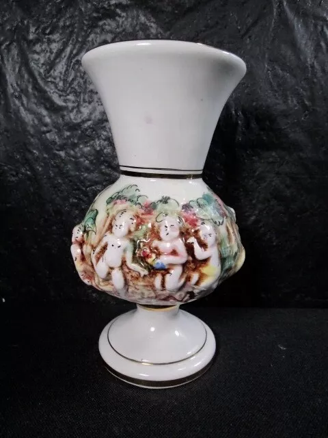 Capodimonte Porcelain Cherubs Vase Italy