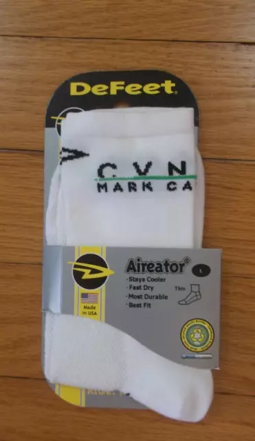 NWT DeFeet AIREATOR MARK CAVENDISH CYCLING SOCKS MENS SIZE LARGE  WHITE**NEW**