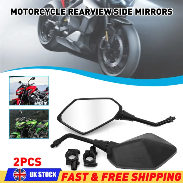 7/8" Black Motorcycle Bike Wing Rear View Side Mirrors Motorbike Rearview Pair