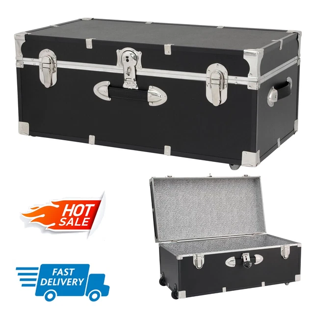 30& FOOTLOCKER ROLLING Trunk with Wheels and Lock Dorm Storage Luggage