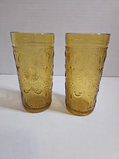 American Concord Amber by BROCKWAY GLASS CO VTG Replacement Set of 2