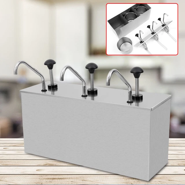 3 Köpfe Saucenspender Senf Ketchup Spender Edelstahl Pump Soßenspender Dispenser