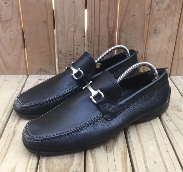 Salvatore Ferragamo Men’s Horsebit Black  Leather Loafers Size Uk 9 EE US 10