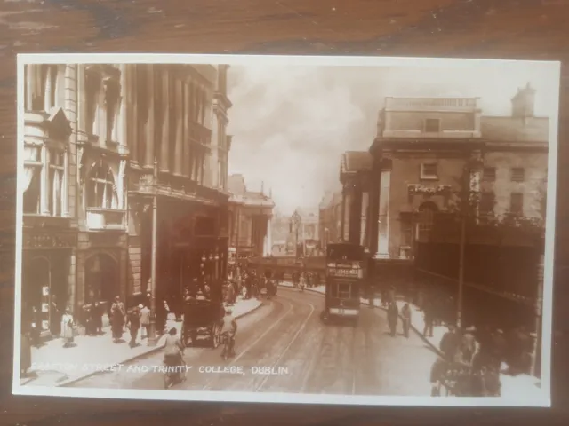 Grafton Street And Trinity College, Dublin, Ireland, Unposted Old Postcard.