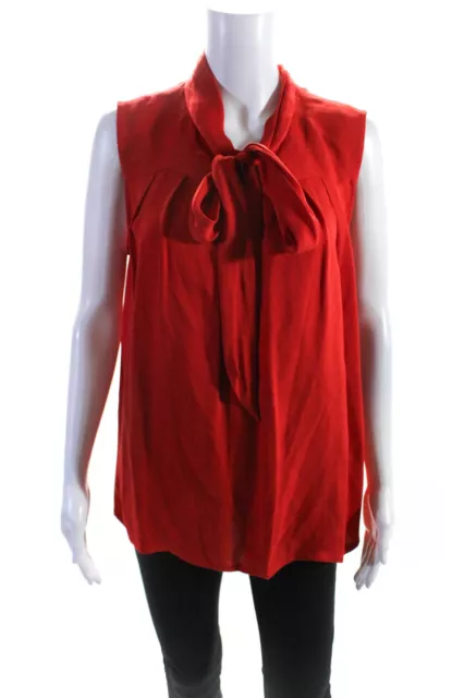 Marc By Marc Jacobs Womens Tie Neck Crepe Sleeveless Top Blouse Red Size Large