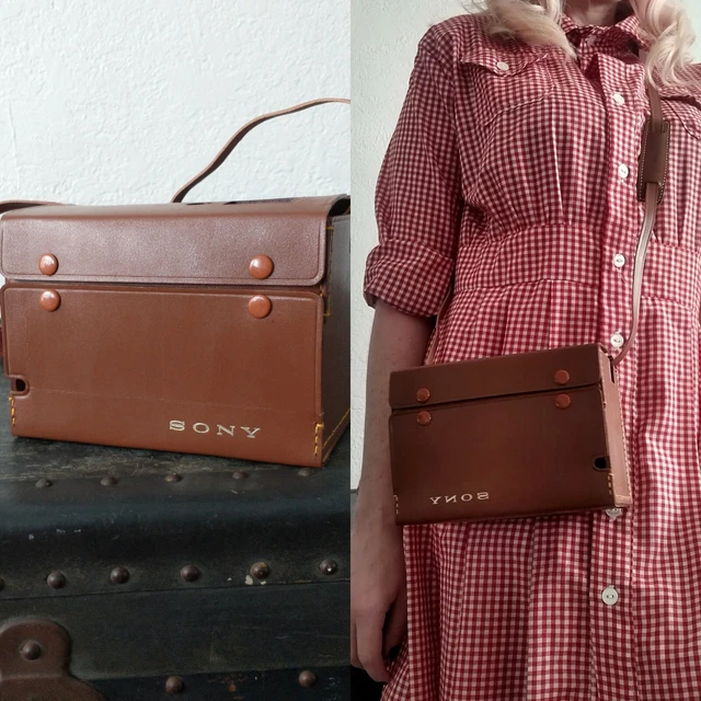 1950s Sony Camera Case Vtg Brown Crossbody Bag Mid Cen Film Prop Photography Art