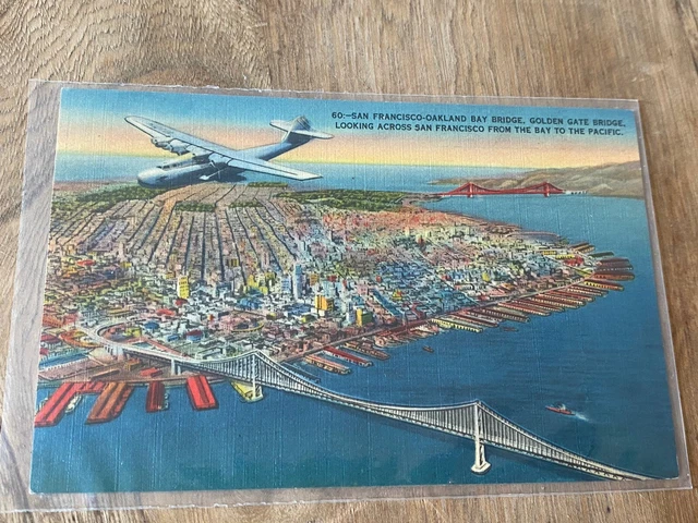 Postcard CA California San Francisco Oakland  Bridge Golden Gate Bay To Pacific