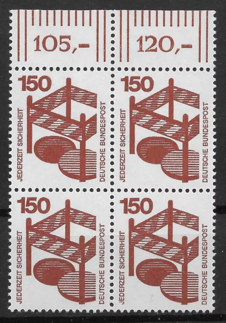Bund 1972 ** Mi 703 Unfallverhütung 150Pf Viererblock VB 4er Oberrand OR 03747D