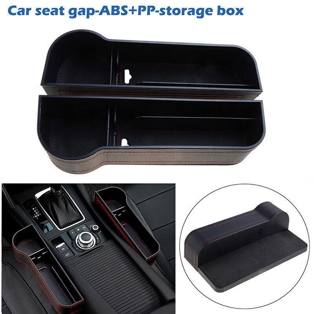 2x Car Black Seat Gap Catcher Filler Storage Box Pocket Organizer Crevice Holder