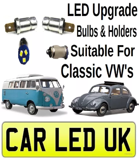 VDO ✅ VW Beetle T2 Split ✅ 2x Speedo Gauge Dash Instrument BA7S LED Bulb +Holder