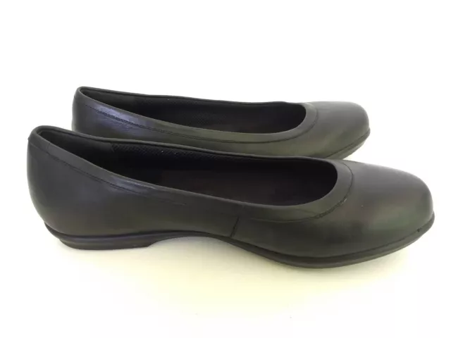 Crocs Grace Womens Size 9.5 Black Leather Slip On Casual Walking Flats Work Shoe 3