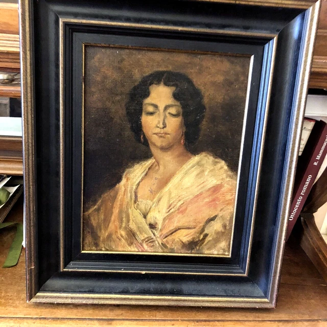 Bellissimo Ritratto Di Dama Olio Su Tela Degli Inizi Del Secolo Scorso