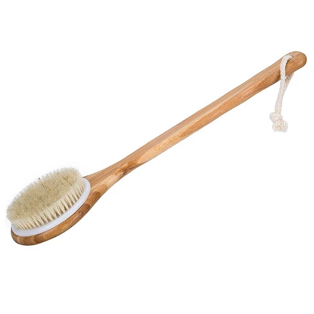 Mejor Cepillo Cuerpo Seco Baño -Cerdas Naturales Jabal Ducha Trasera WäscV5U7