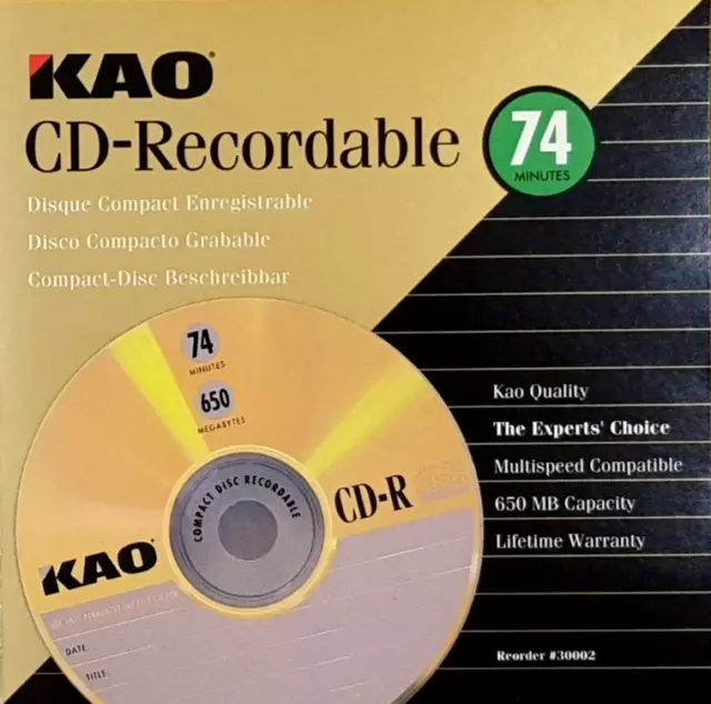 1 Piece KAO JAPAN #30002 CD-R 74 MINS Disc Retro CD-R Disc Recordable Blank RARE