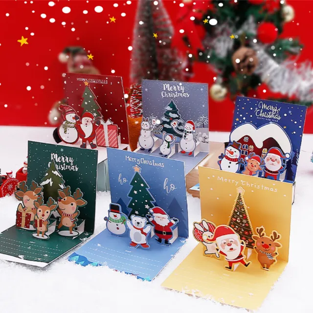 3D Pop Up Christmas Greeting Card With Envelopes Holiday Gift Greeting Cards