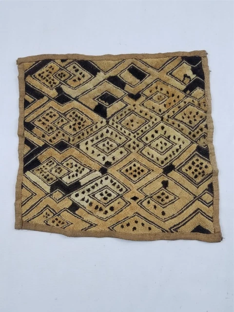 VINTAGE AFRICAN HANDWOVEN Kuba Cloth Raffia Textile Panel 51x48cm £99. ...