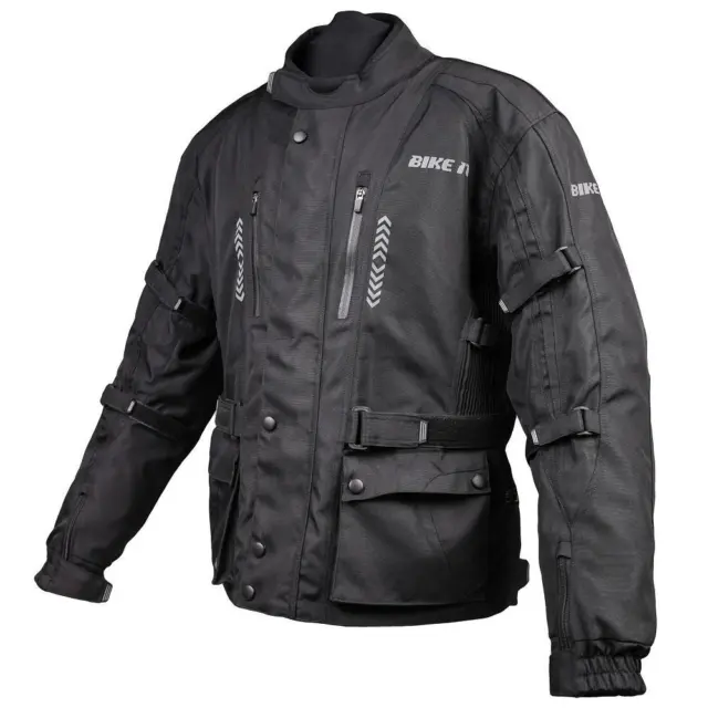 Bike It Triple Black Waterproof Adventure Motorcycle Jacket All-Weather Coat