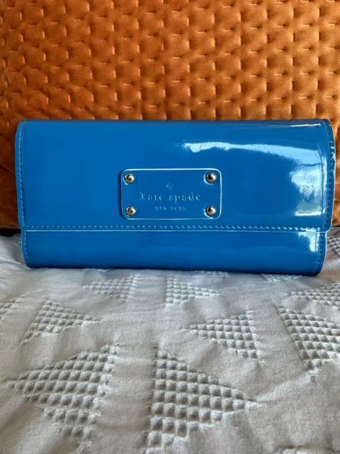 Kate Spade New Sander Pasadena Blue Patent Leather Wallet